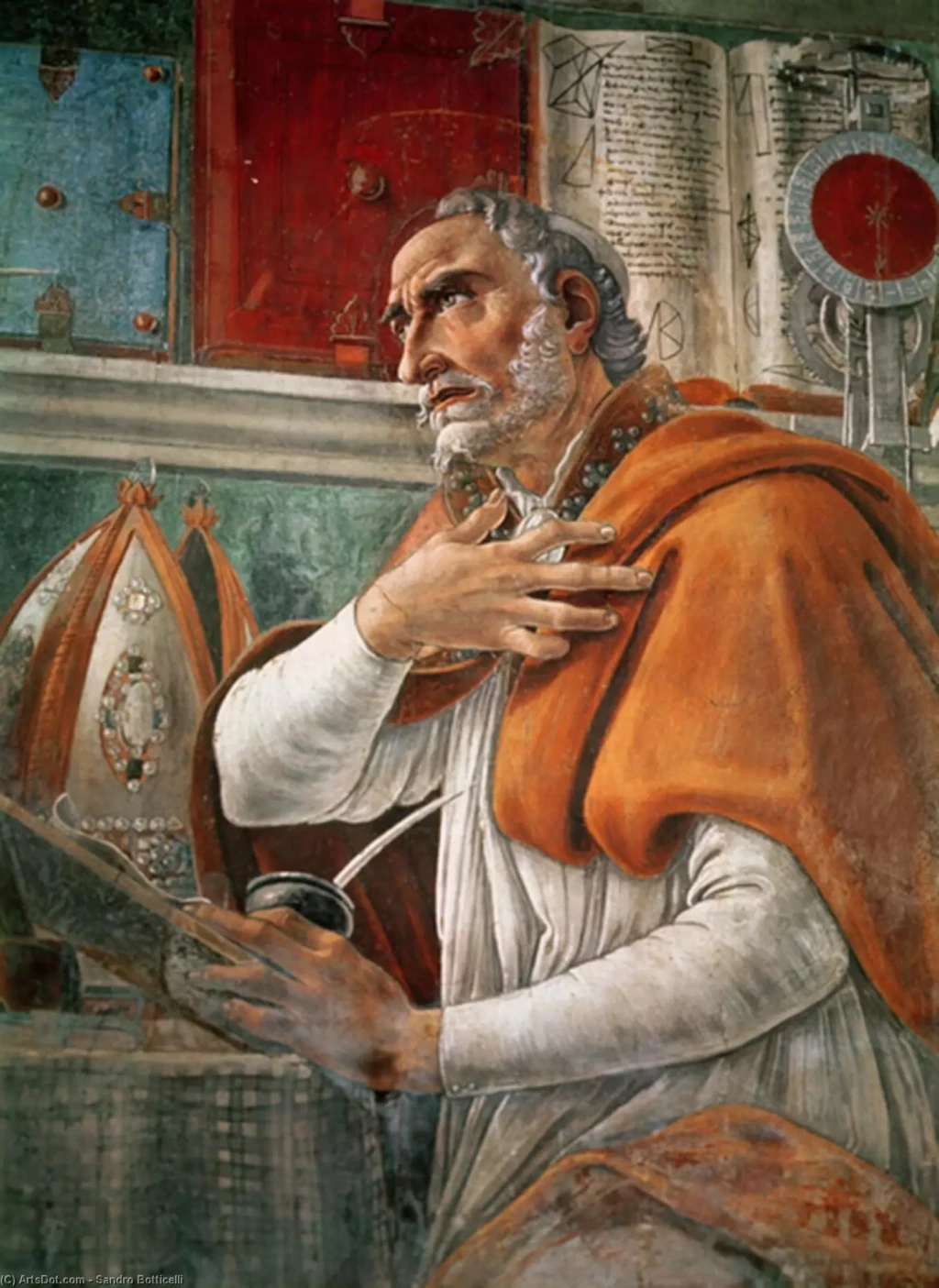 Saint Augustin (354-430) par Botticelli (1480), église Ognissanti de Florence