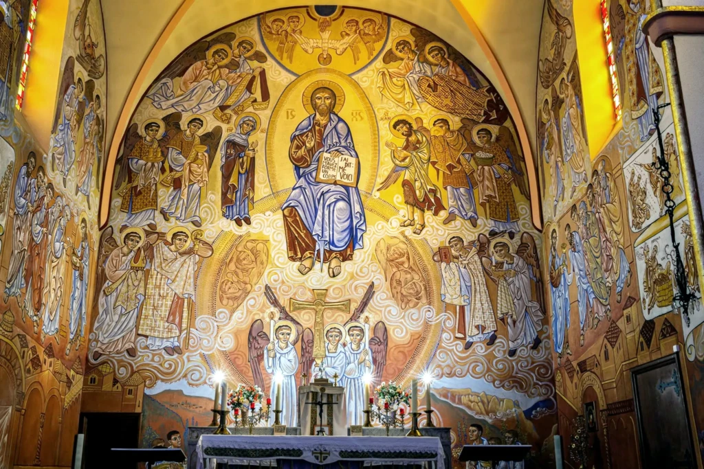 Le Christ et l'Église, fresque de Nicolaï Greschny, église d'Aston, 1961